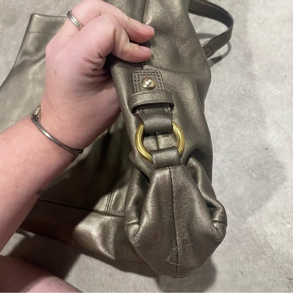 Coach Ashley Steel Leather Shimmering Carryall Satchel Shoulder Handbag Purse - Picture 5 of 5